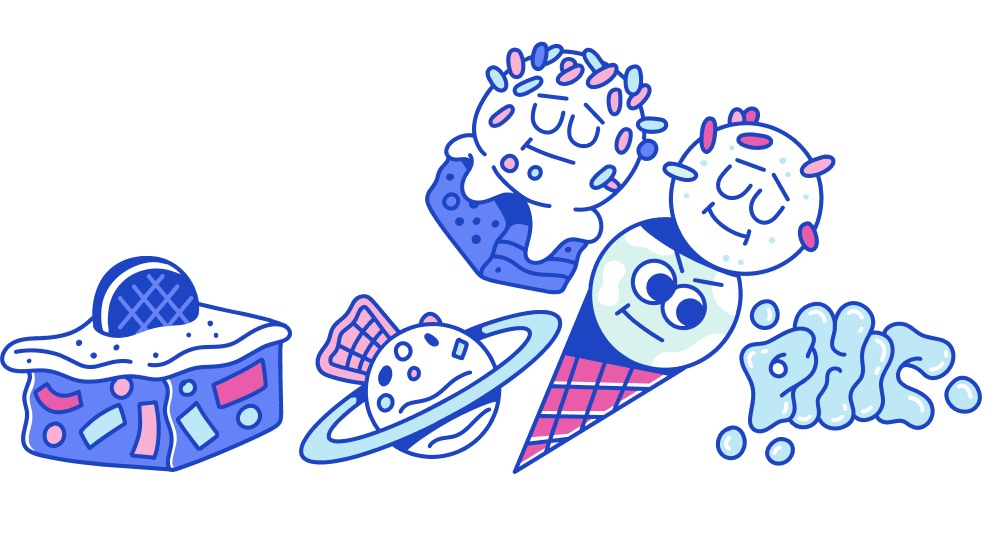 Ice cream, cake and planet icons