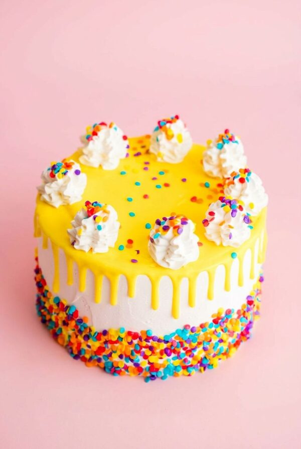 Standard Birthday Cake Yellow Drip