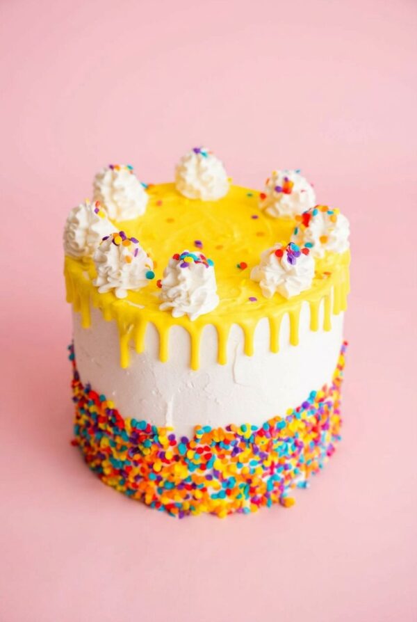 Standard Birthday Cake Yellow Drip